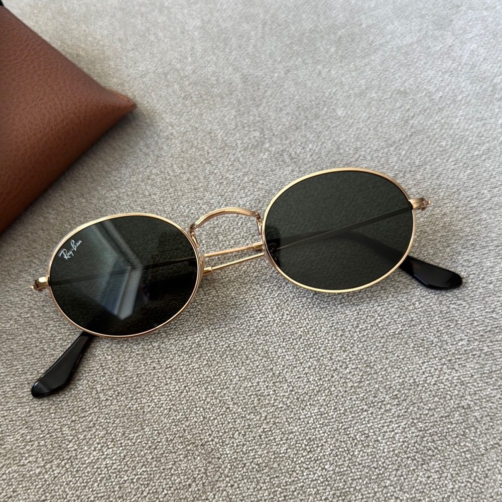 Ray-Ban Gold Frame Sunglasses with Black Lenses